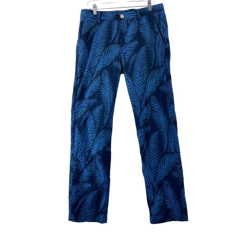 Bonobos Golf‎ Straight Leg Pants Sz 32 Blue Palm Print
